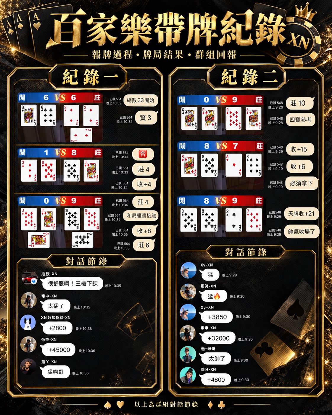 百家樂帶牌紀錄，使用者提供之拼貼圖片